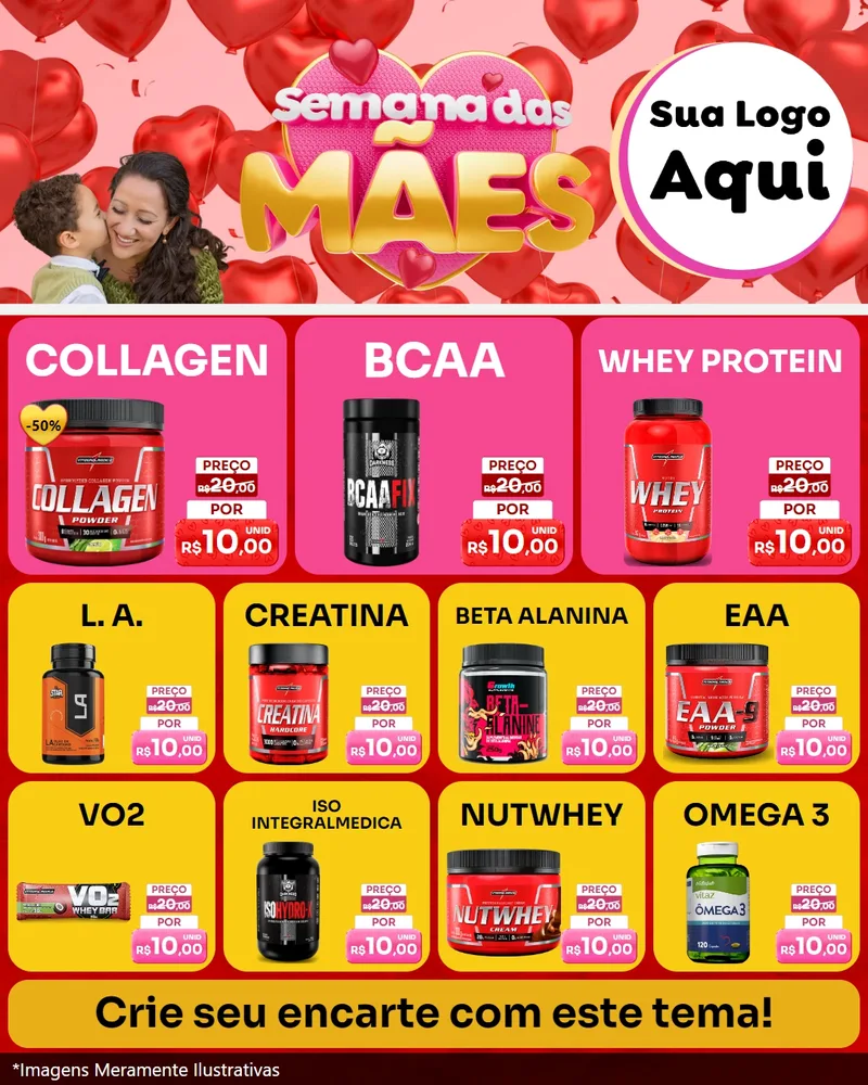 Modelo de Rede Social para Feed Instagram com o tema Semana Das Mães para Suplementos alimentares
