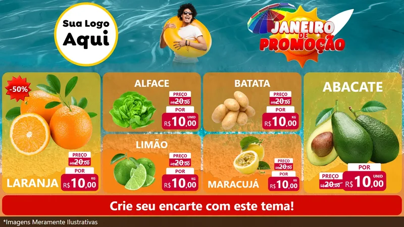 Modelo de TV para TV Horizontal com o tema Janeiro de Promoção para Hortifrúti