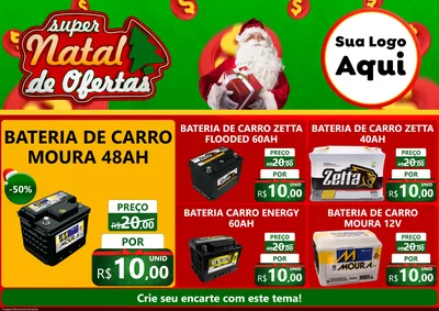Modelo de Encarte para Encarte A4 Horizontal com o tema Super Natal de Ofertas para Baterias Elétricas