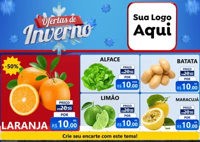 Modelo de Encarte para Encarte A4 Horizontal com o tema Ofertas de Inverno para Hortifrúti