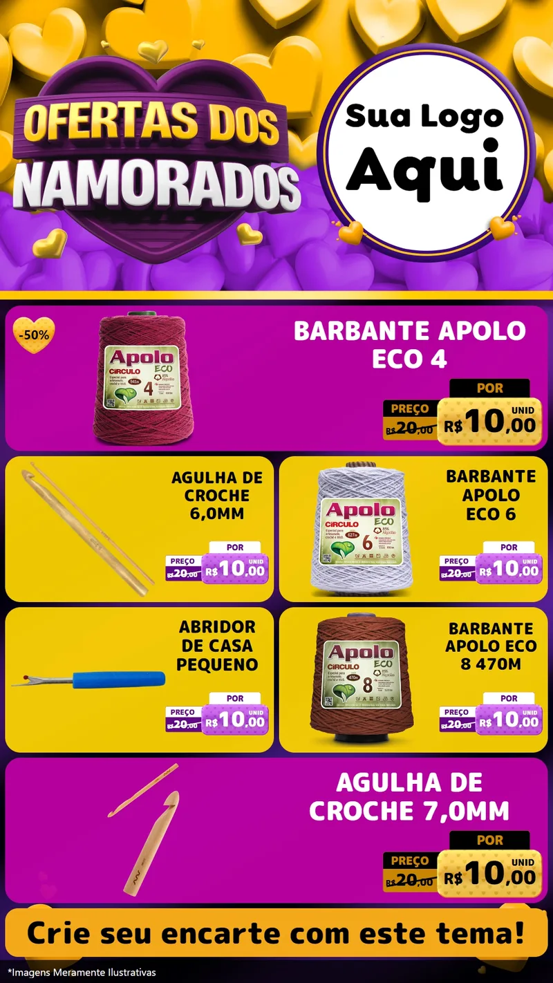 Modelo de TV para TV Vertical com o tema Oferta Dos Namorados para Armarinho e Aviamentos