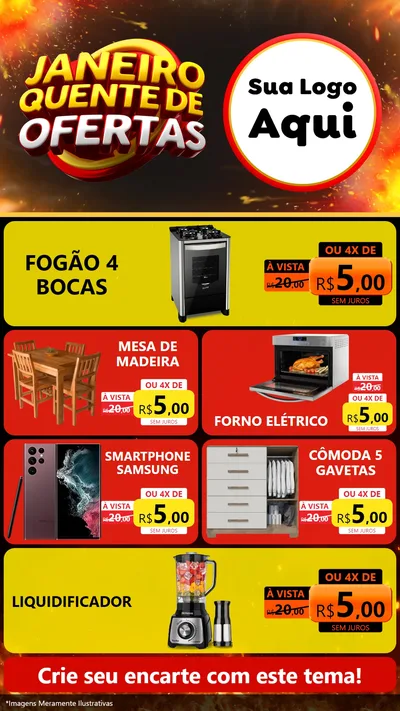 Modelo de TV para TV Vertical com o tema Janeiro Quente de Ofertas para Móveis e Eletro