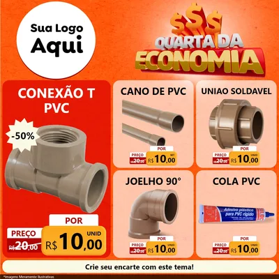 Modelo de Rede Social para Feed Facebook com o tema Quarta da Economia para Tubos e conexões