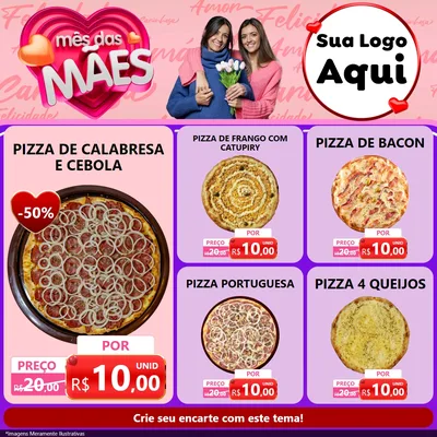 Modelo de Rede Social para Feed Facebook com o tema Mês Das Mães para Pizzaria