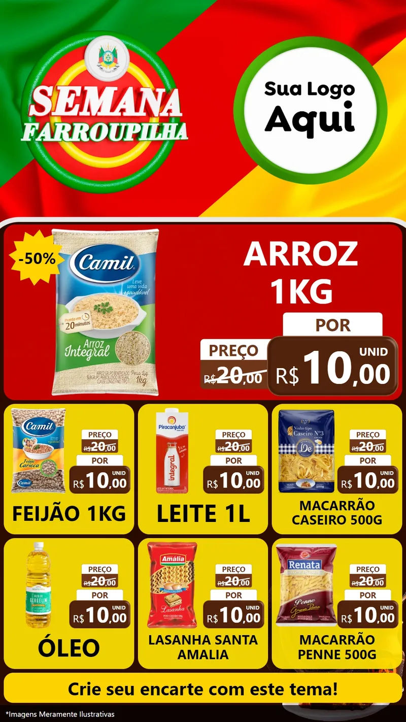 Modelo de Rede Social para Stories com o tema Semana Farroupilha para Supermercado