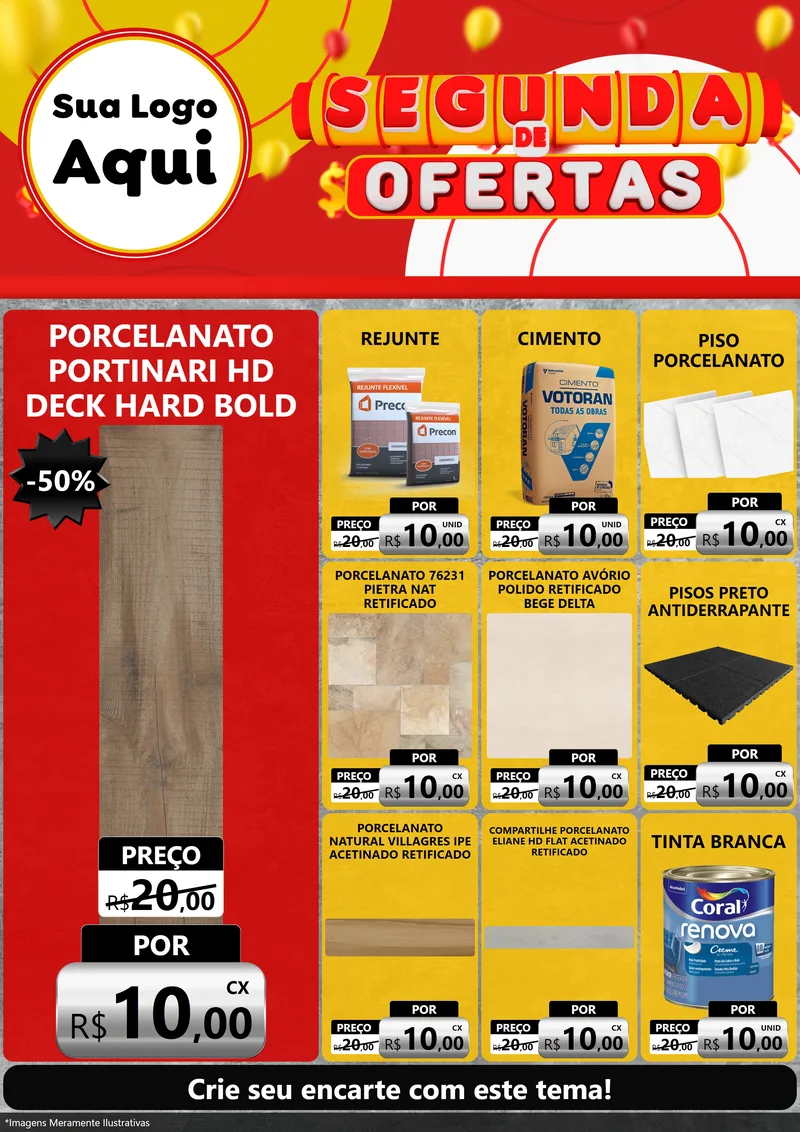 Modelo de Encarte para Encarte A4 Vertical com o tema Segunda de Ofertas para Pisos e revestimentos