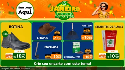 Modelo de TV para TV Horizontal com o tema Janeiro - Economia Garantida para Agropecuária