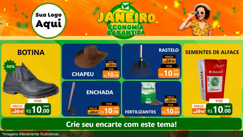 Modelo de TV para TV Horizontal com o tema Janeiro - Economia Garantida para Agropecuária