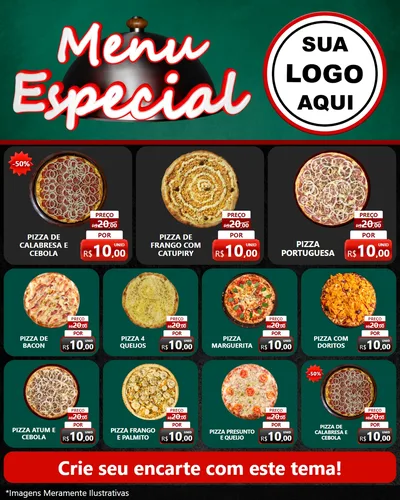 Modelo de Rede Social para Feed Instagram com o tema Menu Especial para Pizzaria