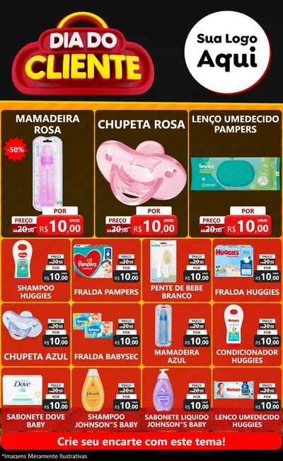 Modelo de Encarte para Encarte Grande com o tema Dia do Cliente para Bebês