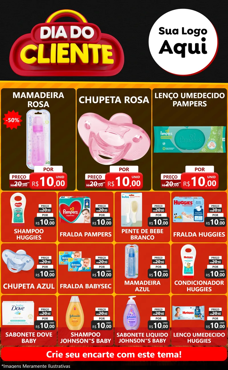 Modelo de Encarte para Encarte Grande com o tema Dia do Cliente para Bebês