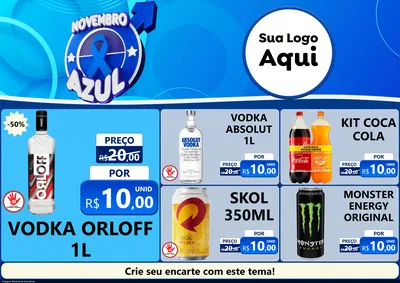Modelo de Encarte para Encarte A4 Horizontal com o tema Novembro Azul para Distribuidora de bebidas