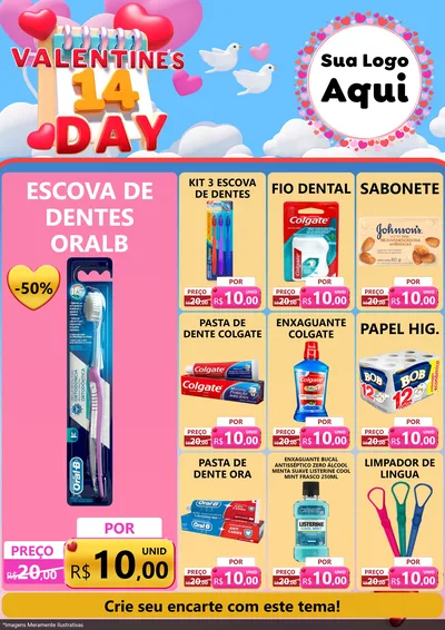 Modelo de Encarte para Encarte A4 Vertical com o tema Valentine's Day para Higiene Pessoal