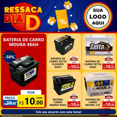 Modelo de Rede Social para Feed Facebook com o tema Ressaca Dia D para Baterias Elétricas