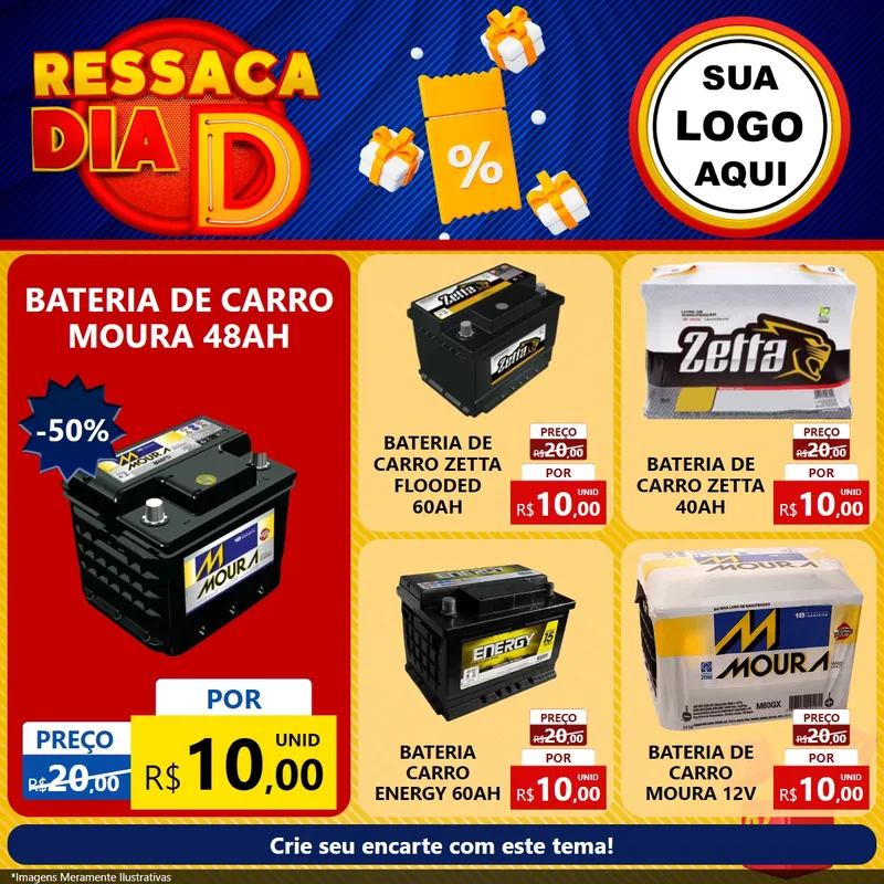 Modelo de Rede Social para Feed Facebook com o tema Ressaca Dia D para Baterias Elétricas