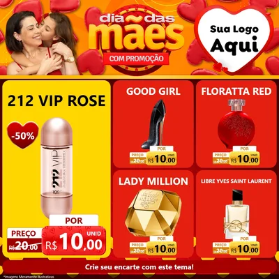 Modelo de Rede Social para Feed Facebook com o tema Dia das Mães com Promoção para Perfumes