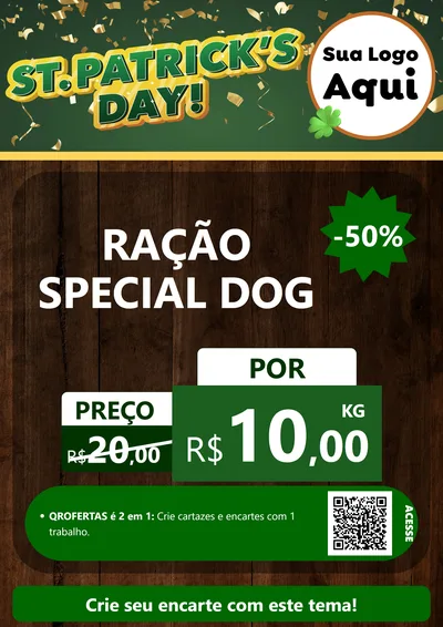 Modelo de Cartaz para Cartaz A4 Vertical com o tema St Patriks Day para Pet Shop