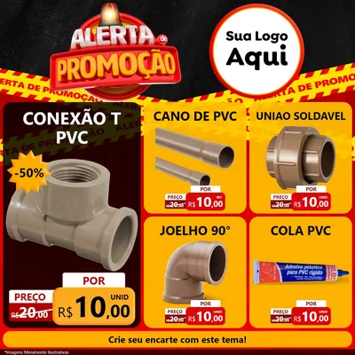 Modelo de Rede Social para Feed Facebook com o tema Alerta de Promoção para Tubos e conexões