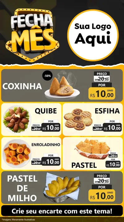 Modelo de TV para TV Vertical com o tema Fecha Mês para Salgadaria