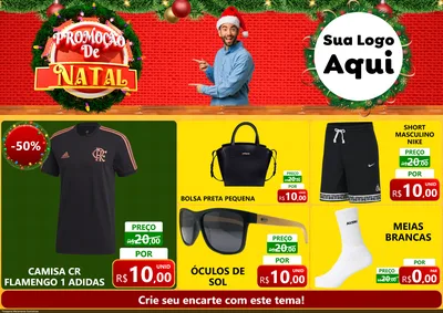 Modelo de Encarte para Encarte A4 Horizontal com o tema Promoção de Natal para Roupas e acessórios