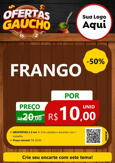 Modelo de Cartaz para Cartaz A4 Vertical com o tema Ofertas Dia do Gaúcho para Assados