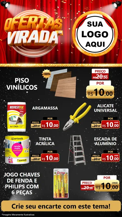 Modelo de TV para TV Vertical com o tema Ofertas da Virada para Material para Construção
