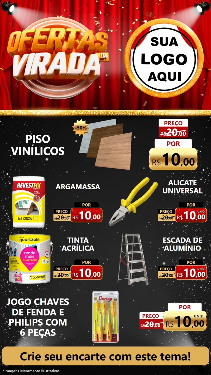 Modelo de TV para TV Vertical com o tema Ofertas da Virada para Material para Construção
