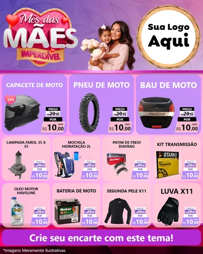 Modelo de Rede Social para Feed Instagram com o tema Mês das Mães Imperdível para Moto peças