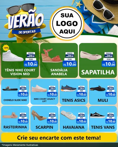 Modelo de Rede Social para Feed Instagram com o tema Verão de Ofertas para Calçados