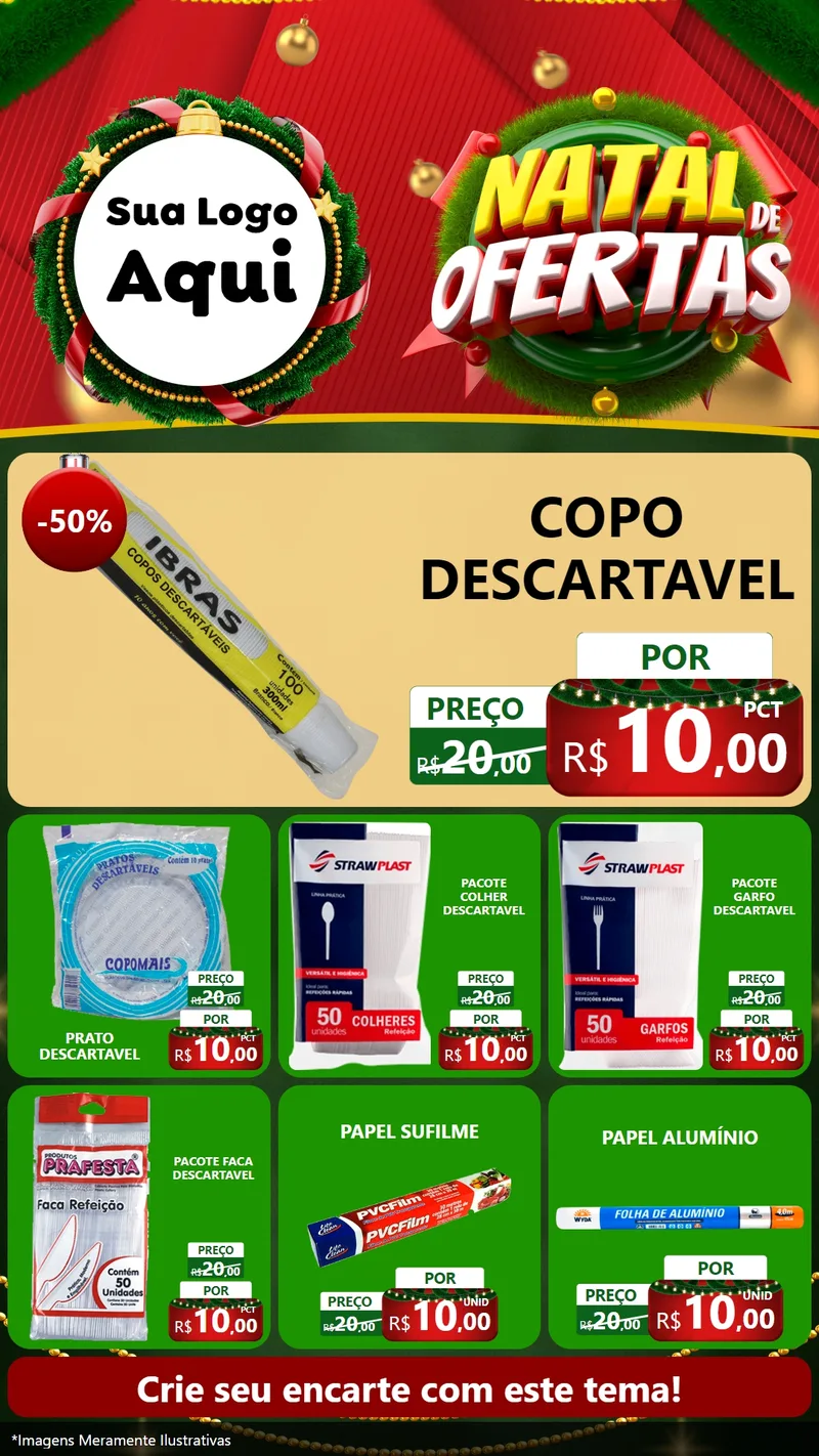 Modelo de Rede Social para Stories com o tema Natal de Ofertas para Embalagens