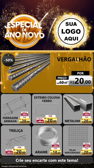 Modelo de Rede Social para Stories com o tema Especial de Ano Novo para Ferragens