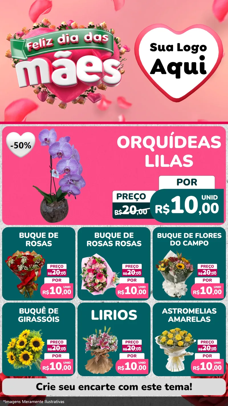 Modelo de Rede Social para Stories com o tema Feliz Dia das Mães para Floricultura e jardim