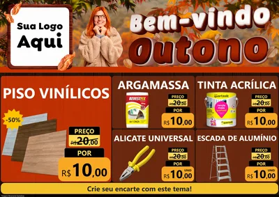 Modelo de Encarte para Encarte A4 Horizontal com o tema Bem-vindo Outono para Material para Construção