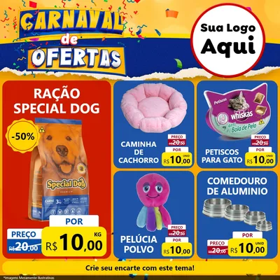 Modelo de Rede Social para Feed Facebook com o tema Carnaval de Ofertas para Pet Shop