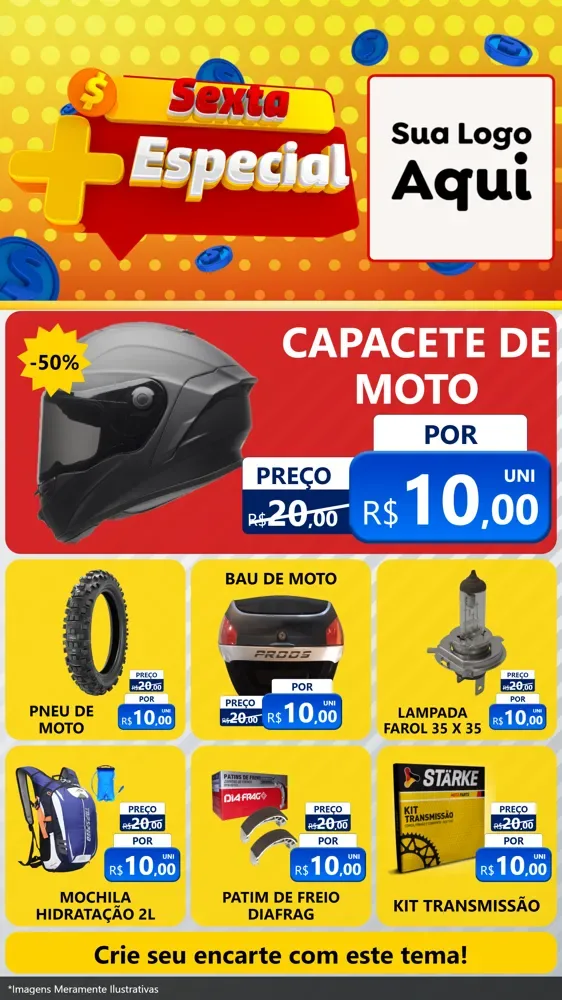 Modelo de Rede Social para Stories com o tema Sexta Mais Especial para Moto peças