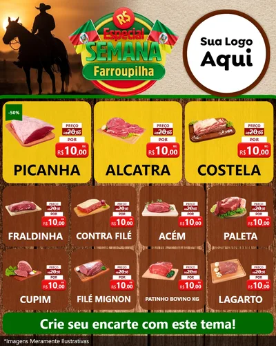Modelo de Rede Social para Feed Instagram com o tema Especial Semana Farroupilha para Açougue