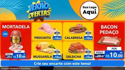 Modelo de TV para TV Horizontal com o tema Verão de Ofertas para Frios e Laticínios