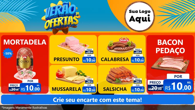 Modelo de TV para TV Horizontal com o tema Verão de Ofertas para Frios e Laticínios