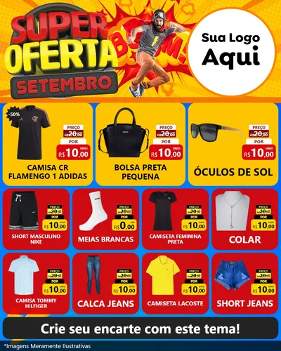 Modelo de Rede Social para Feed Instagram com o tema Super Oferta Setembro para Roupas e acessórios