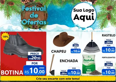 Modelo de Encarte para Encarte A4 Horizontal com o tema Festival de Ofertas - Inverno para Agropecuária