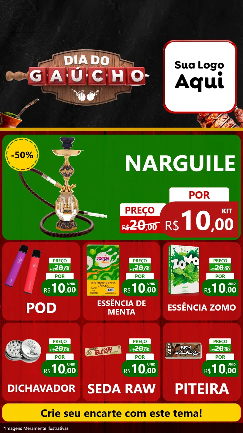 Modelo de Rede Social para Stories com o tema Dia do Gaúcho para Tabacaria