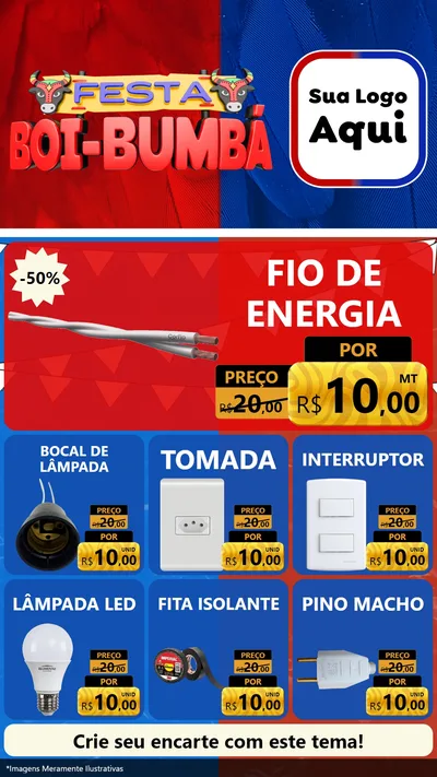 Modelo de Rede Social para Stories com o tema Festa Boi Bumbá para Materiais Elétricos
