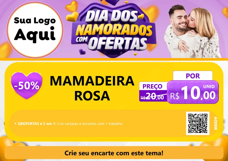 Modelo de Cartaz para Cartaz A4 Horizontal com o tema Dia Dos Namorados Com Ofertas para Bebês