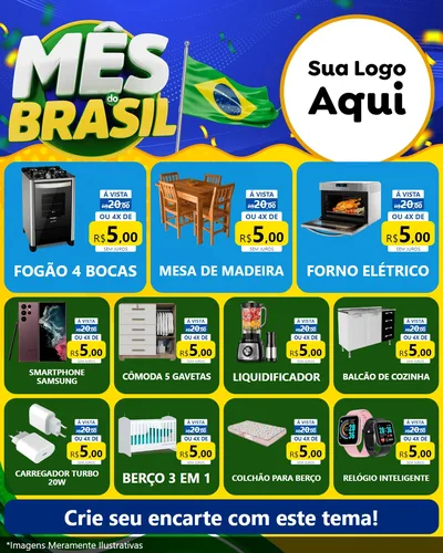 Modelo de Rede Social para Feed Instagram com o tema Mês do Brasil para Móveis e Eletro