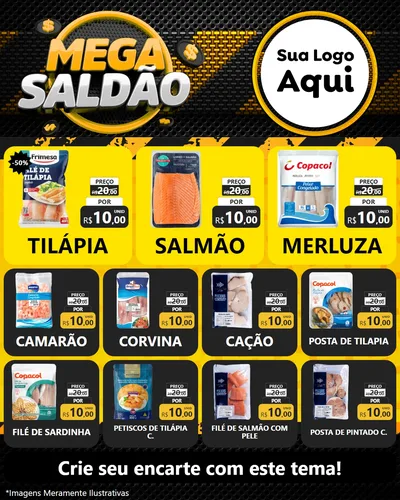 Modelo de Rede Social para Feed Instagram com o tema Mega Saldão para Peixaria