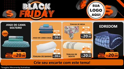 Modelo de TV para TV Horizontal com o tema Black Friday para Cama, Mesa e Banho