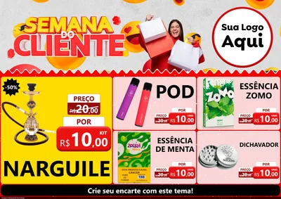 Modelo de Encarte para Encarte A4 Horizontal com o tema Semana do Cliente para Tabacaria