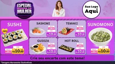 Modelo de TV para TV Horizontal com o tema Especial Semana da Mulher para Comida japonesa