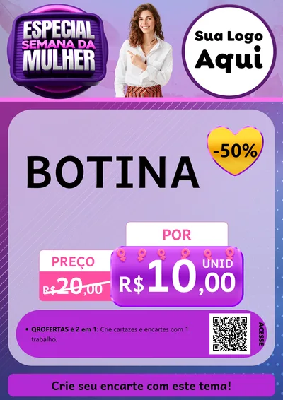 Modelo de Cartaz para Cartaz A4 Vertical com o tema Especial Semana da Mulher para Agropecuária