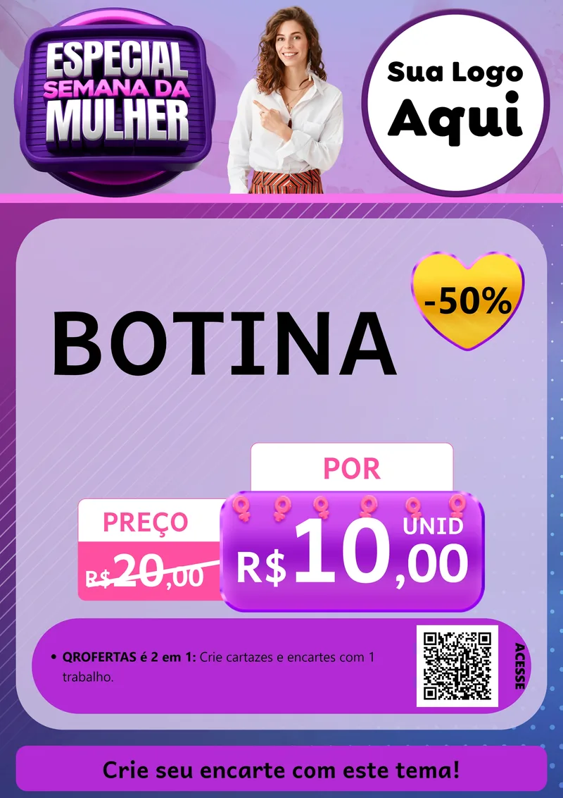 Modelo de Cartaz para Cartaz A4 Vertical com o tema Especial Semana da Mulher para Agropecuária
